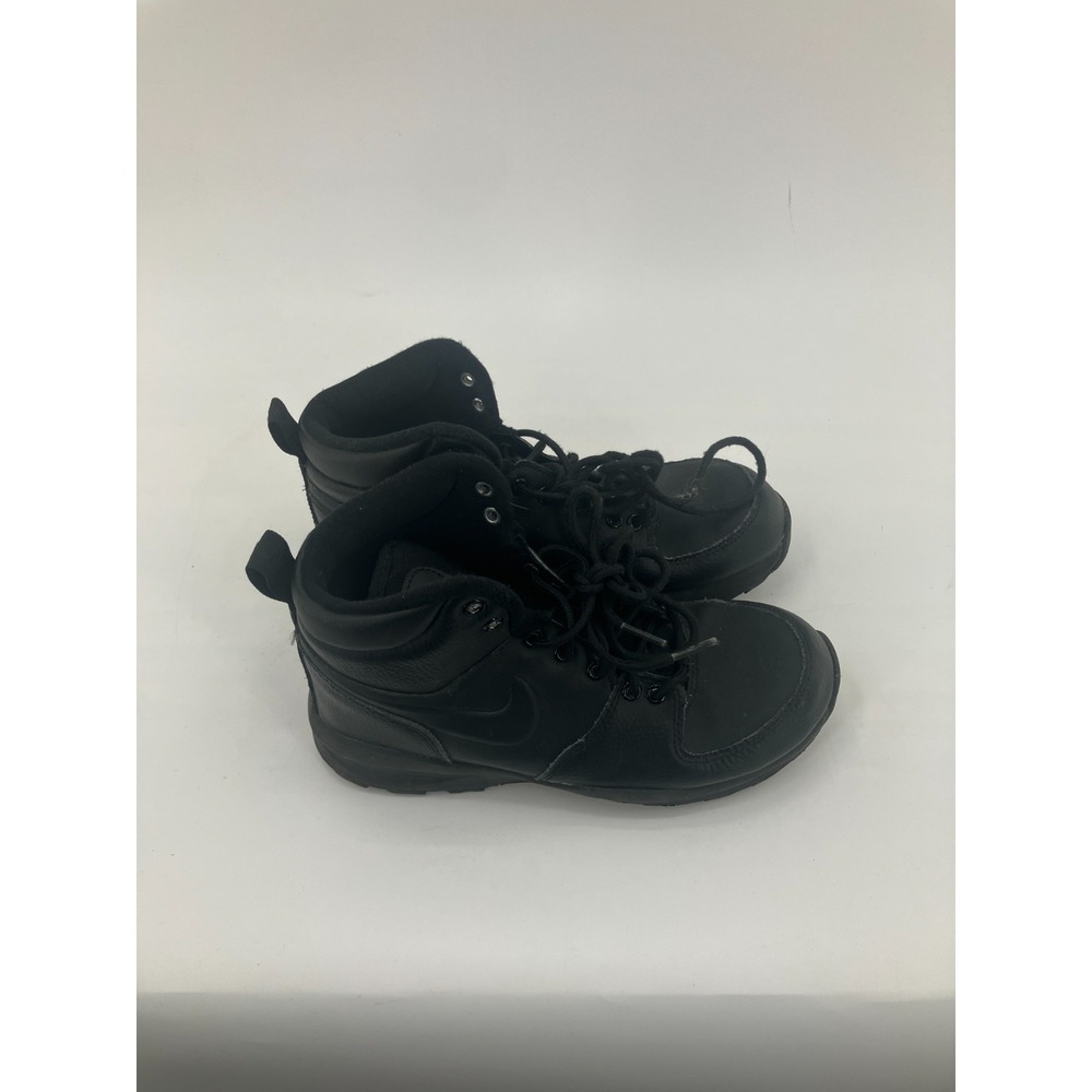 Nike Manoa Leather‎ BQ5372-001 Boots Kids US 5.5 Black Lace Up Round Toe Ankle